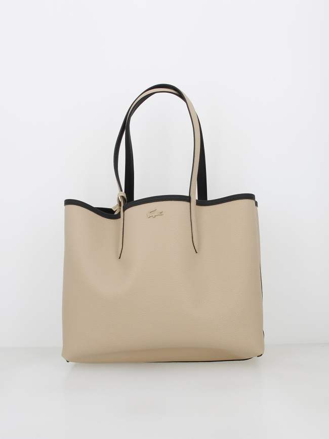 Sac shopping réversible noir/beige femme - Lacoste