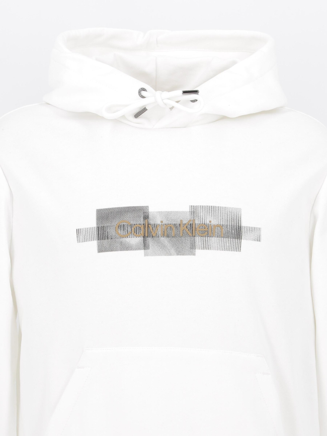 Sweat à capuche box striped logo blanc homme - Calvin Klein