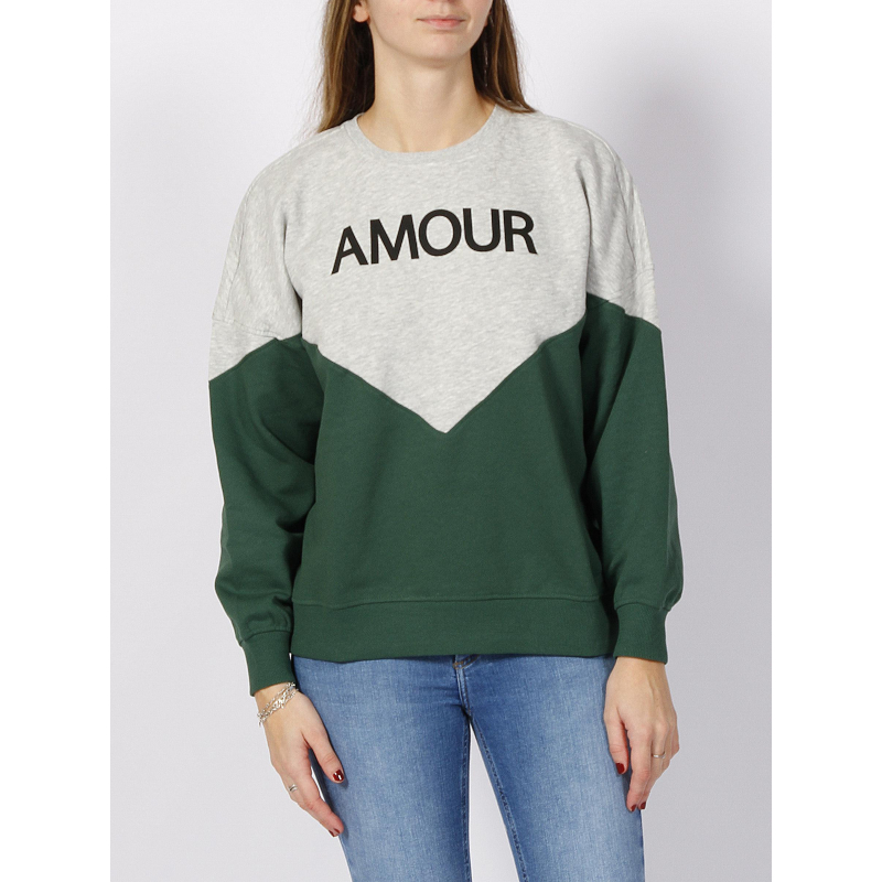 Sweat kia amour vert/gris femme - Only