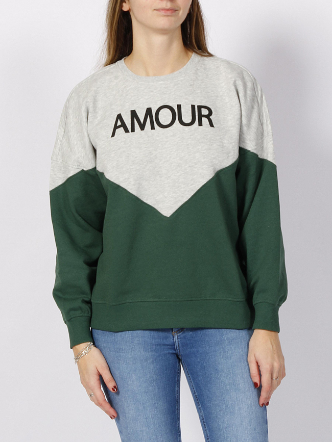 Sweat kia amour vert/gris femme - Only