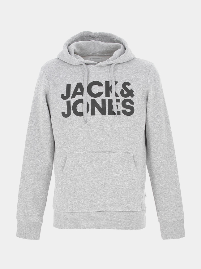 Sweat à capuche corporate logo gris homme - Jack & Jones