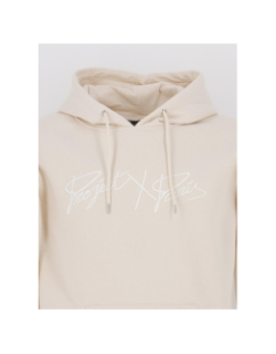 Sweat à capuche full logo beige - Project X Paris