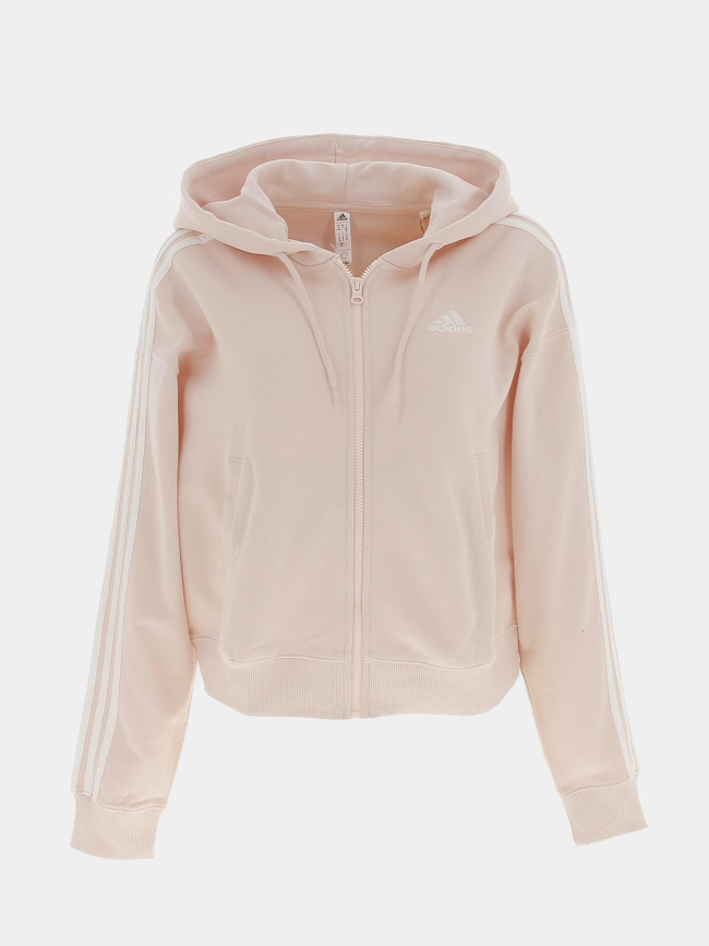 Sweat à capuche zippé loose fit 3 stripes rose femme - Adidas