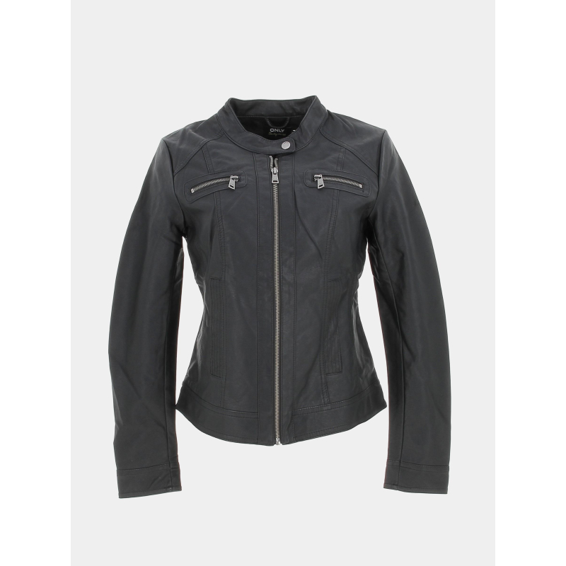 Veste en simili-cuir biker noir femme - Only