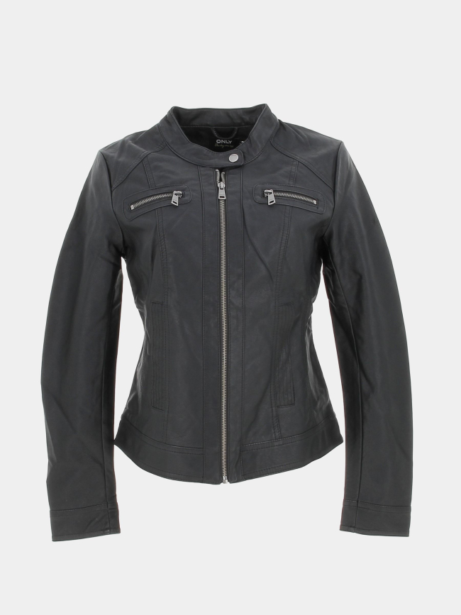 Veste en simili-cuir biker noir femme - Only