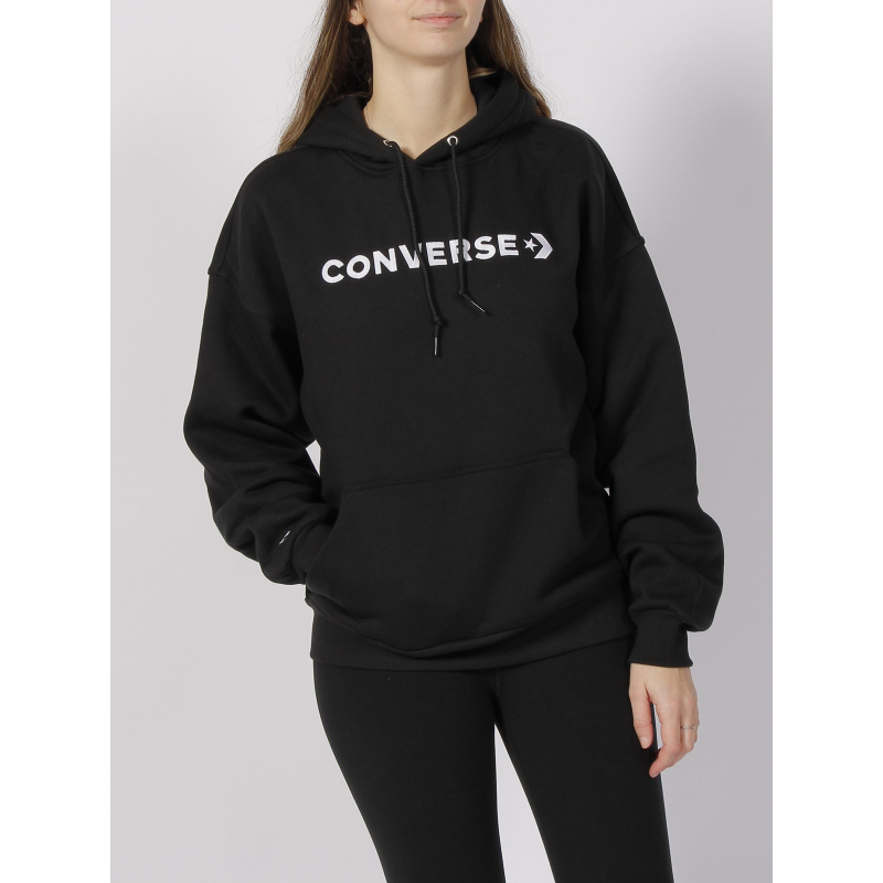 Sweat à capuche embroidered wordmark noir femme - Converse