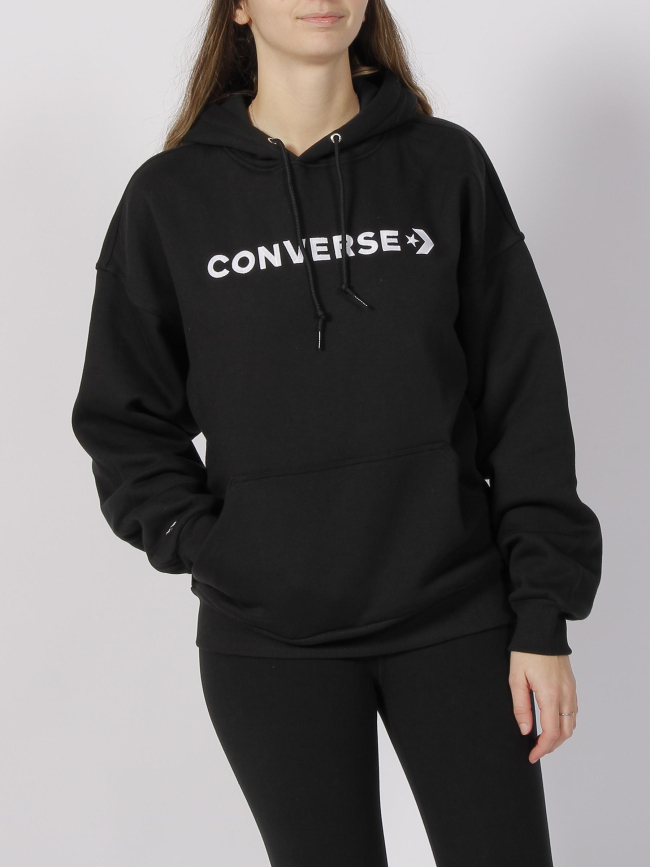 Sweat à capuche embroidered wordmark noir femme - Converse