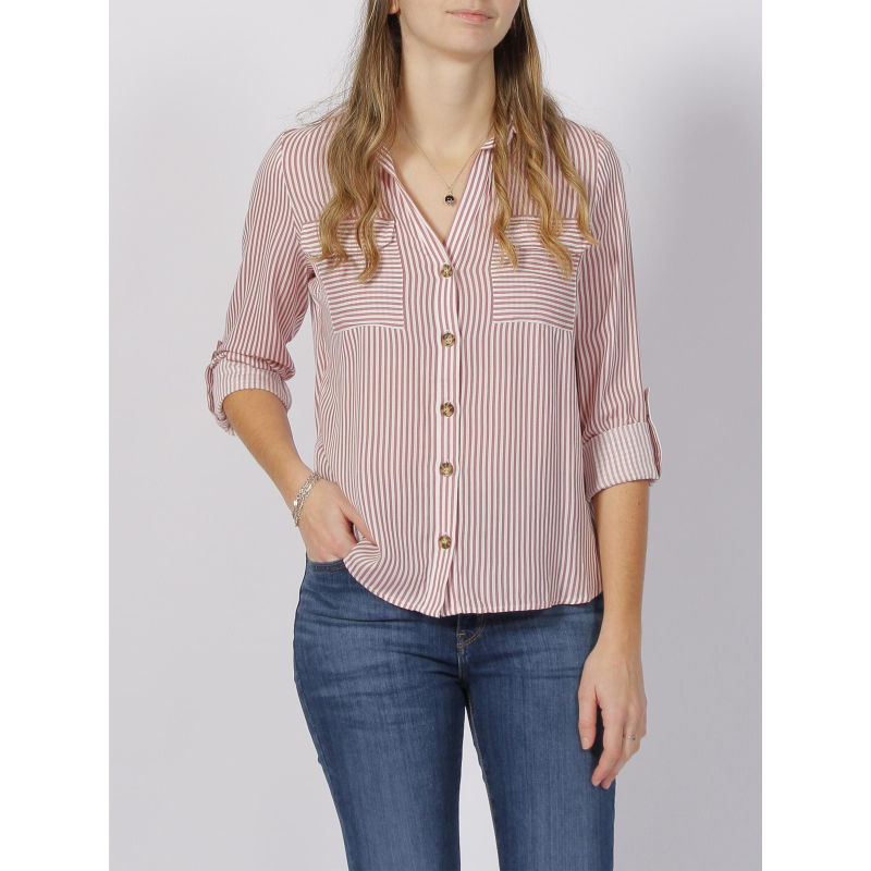 Chemise rayée bumpy rose/blanc femme - Véro Moda