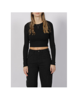 Top manches longues crop côtelé feline noir femme - JJXX