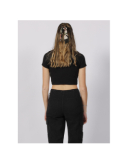 T-shirt crop côtelé florie noir femme - JJXX