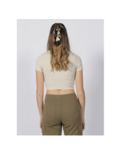 T-shirt crop côtelé florie beige femme - JJXX