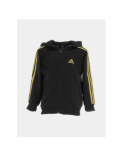 Survêtement shiny 3 stripes noir enfant - Adidas