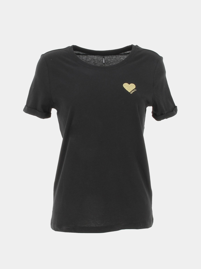 T-shirt kita life coeur noir femme - Only