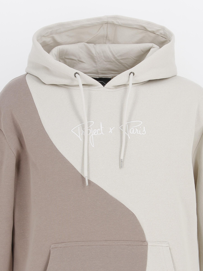 Sweat à capuche bicolore beige/marron homme - Project X Paris