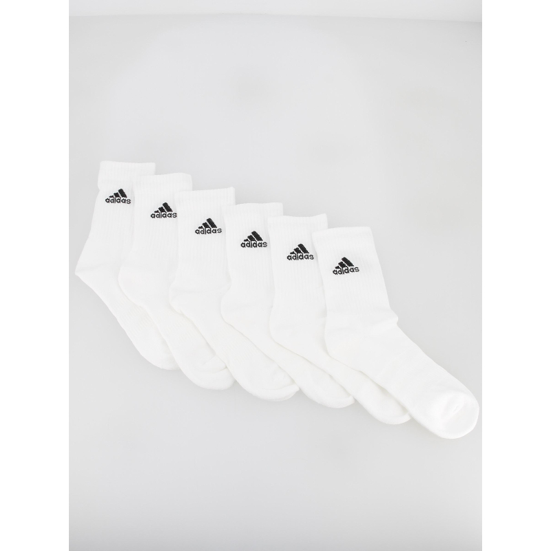 Pack 6 paires de chaussettes hautes amorti blanc - Adidas