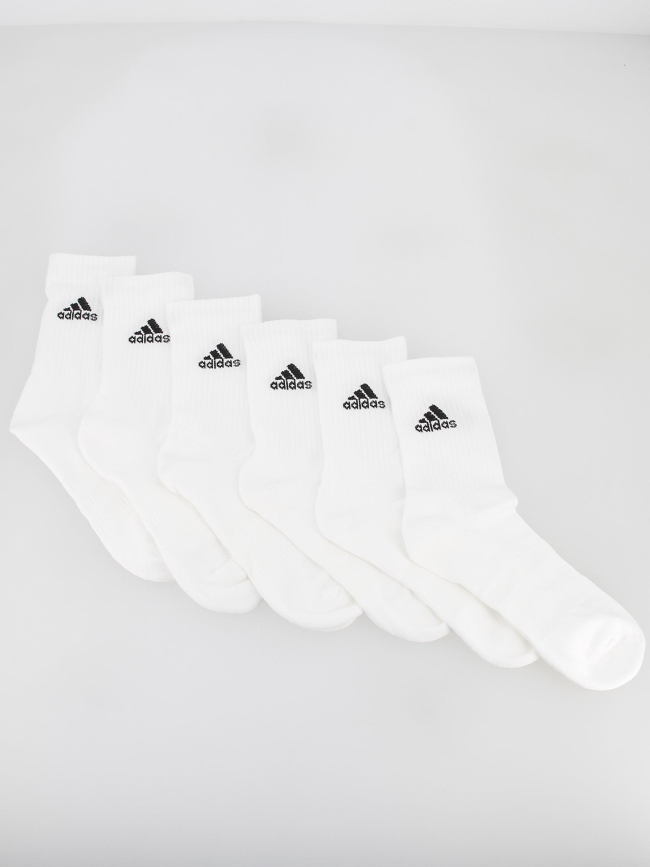 Pack 6 paires de chaussettes hautes amorti blanc - Adidas