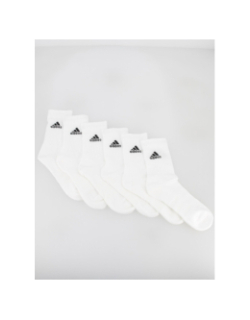 Pack 6 paires de chaussettes hautes amorti blanc - Adidas