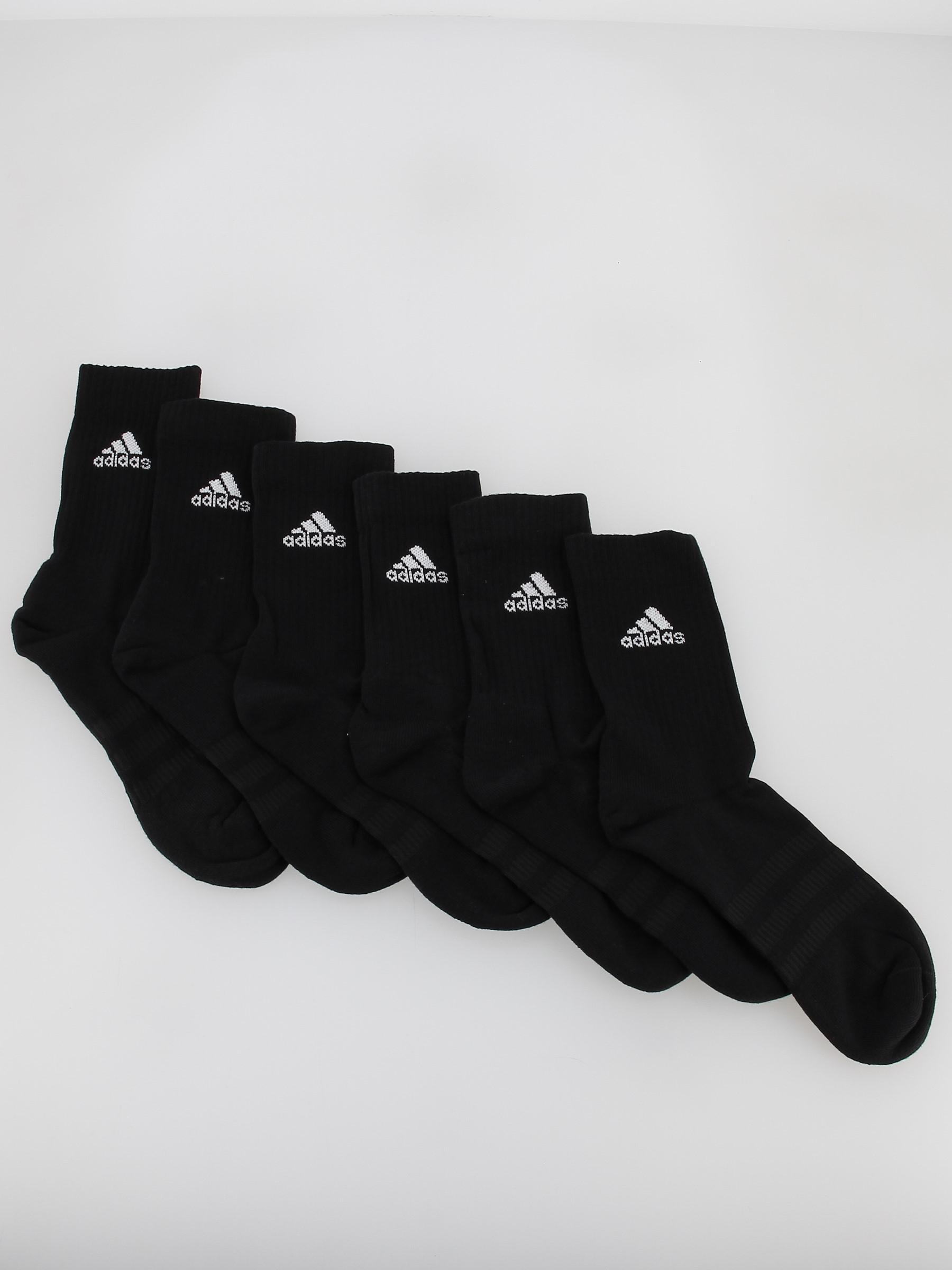 Pack 6 paires de chaussettes hautes amorti noir - Adidas