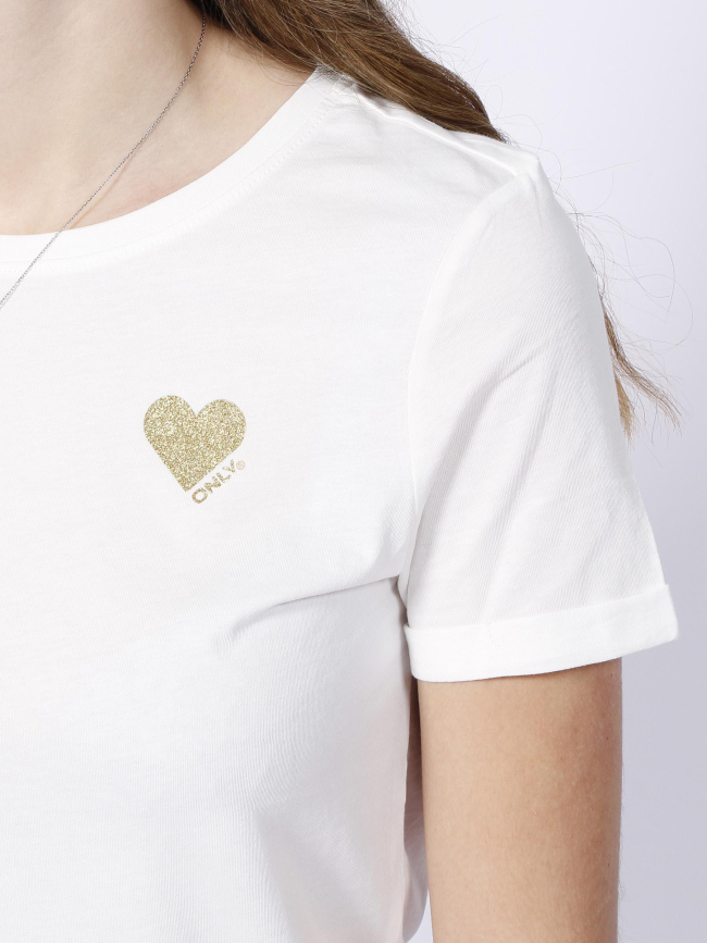 T-shirt kita life coeur blanc femme - Only