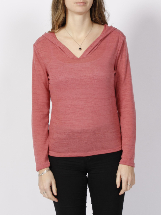 Pull fin à capuche deliboz knit rose femme - Sun Valley