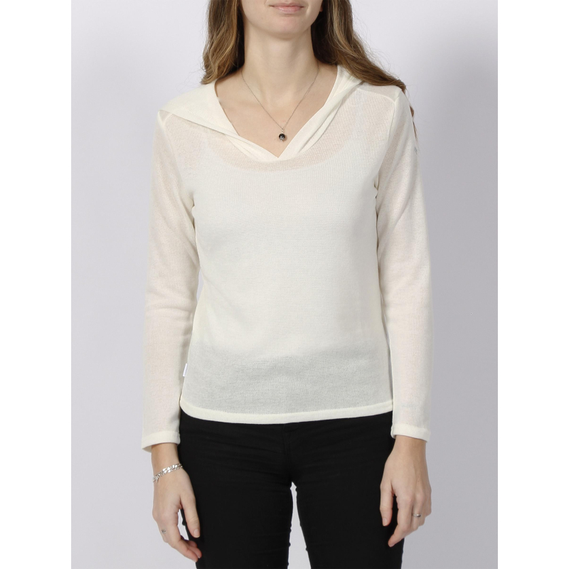 Pull fin à capuche deliboz écru femme - Deeluxe