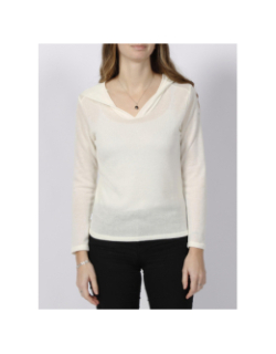 Pull fin à capuche deliboz écru femme - Deeluxe