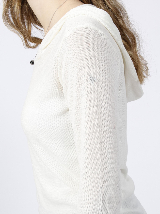 Pull fin à capuche deliboz écru femme - Deeluxe