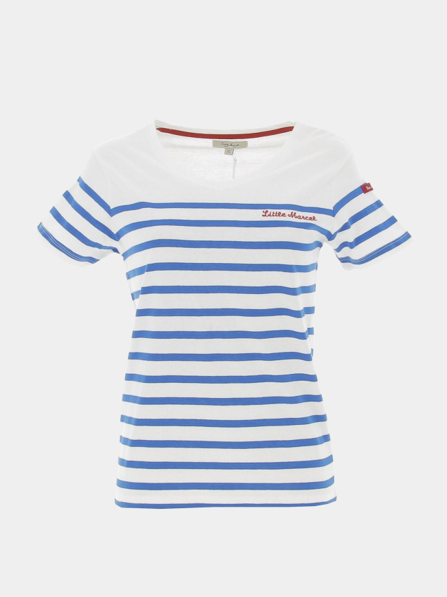 T-shirt marinière brodé bleu blanc femme - Little Marcel
