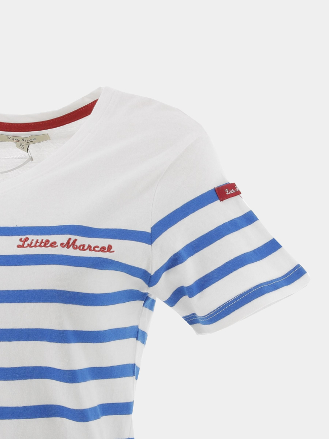 T-shirt marinière brodé bleu blanc femme - Little Marcel