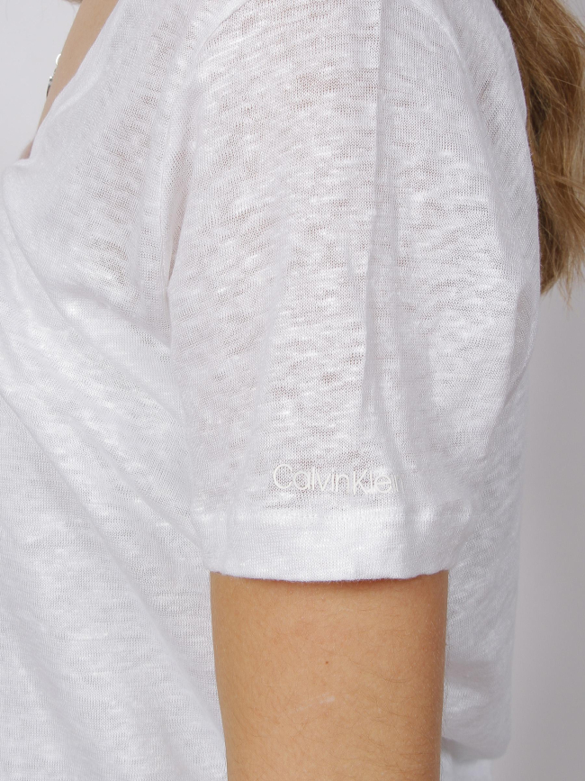 T-shirt en lin blanc femme - Calvin Klein