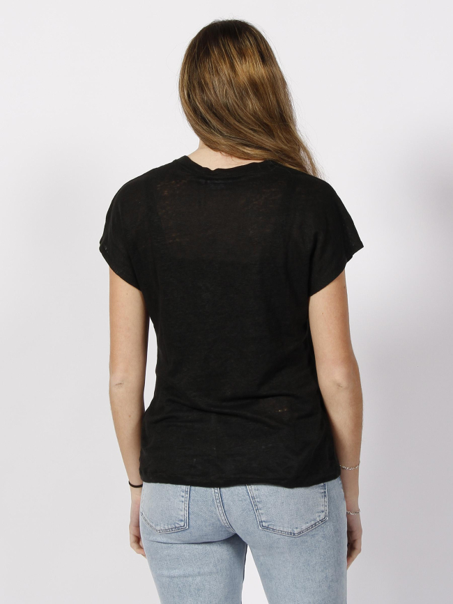 T-shirt en lin col rond noir femme - Calvin Klein