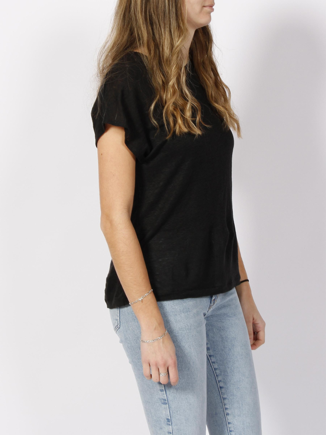 T-shirt en lin col rond noir femme - Calvin Klein