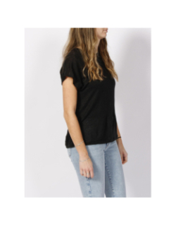 T-shirt en lin col rond noir femme - Calvin Klein