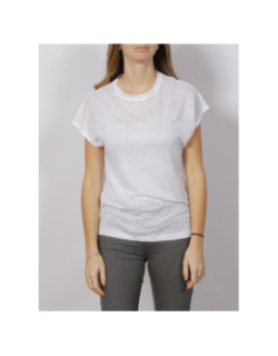 T-shirt en lin col rond blanc femme - Calvin Klein