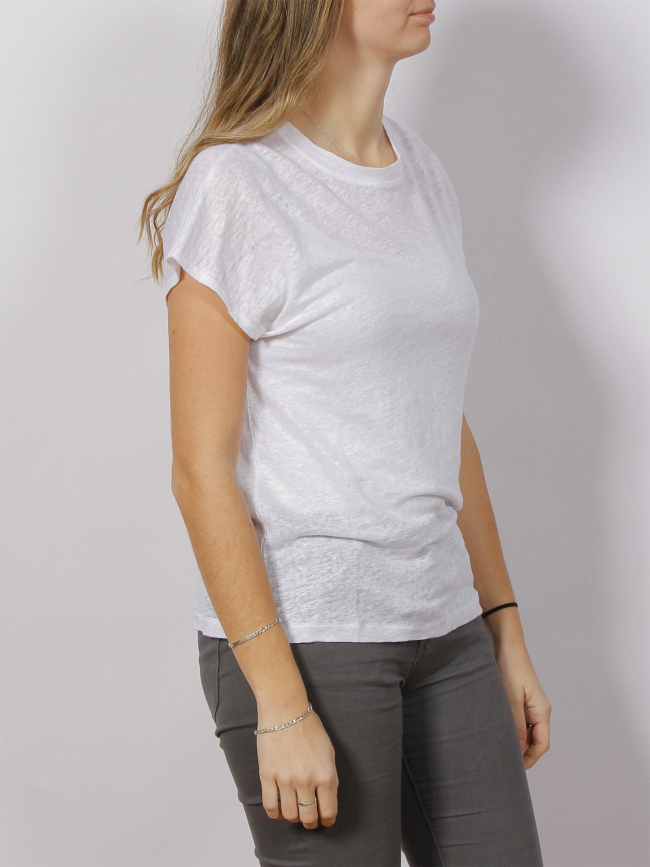 T-shirt en lin col rond blanc femme - Calvin Klein