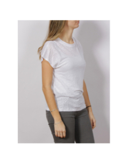 T-shirt en lin col rond blanc femme - Calvin Klein