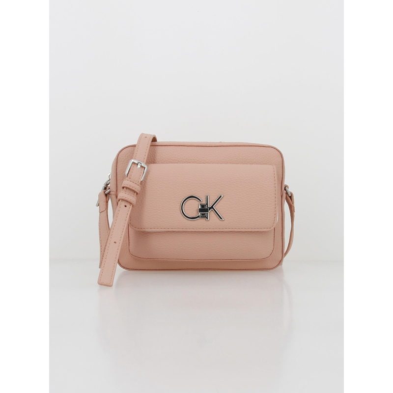 Sac bandoulière re-lock camera rose femme - Calvin Klein