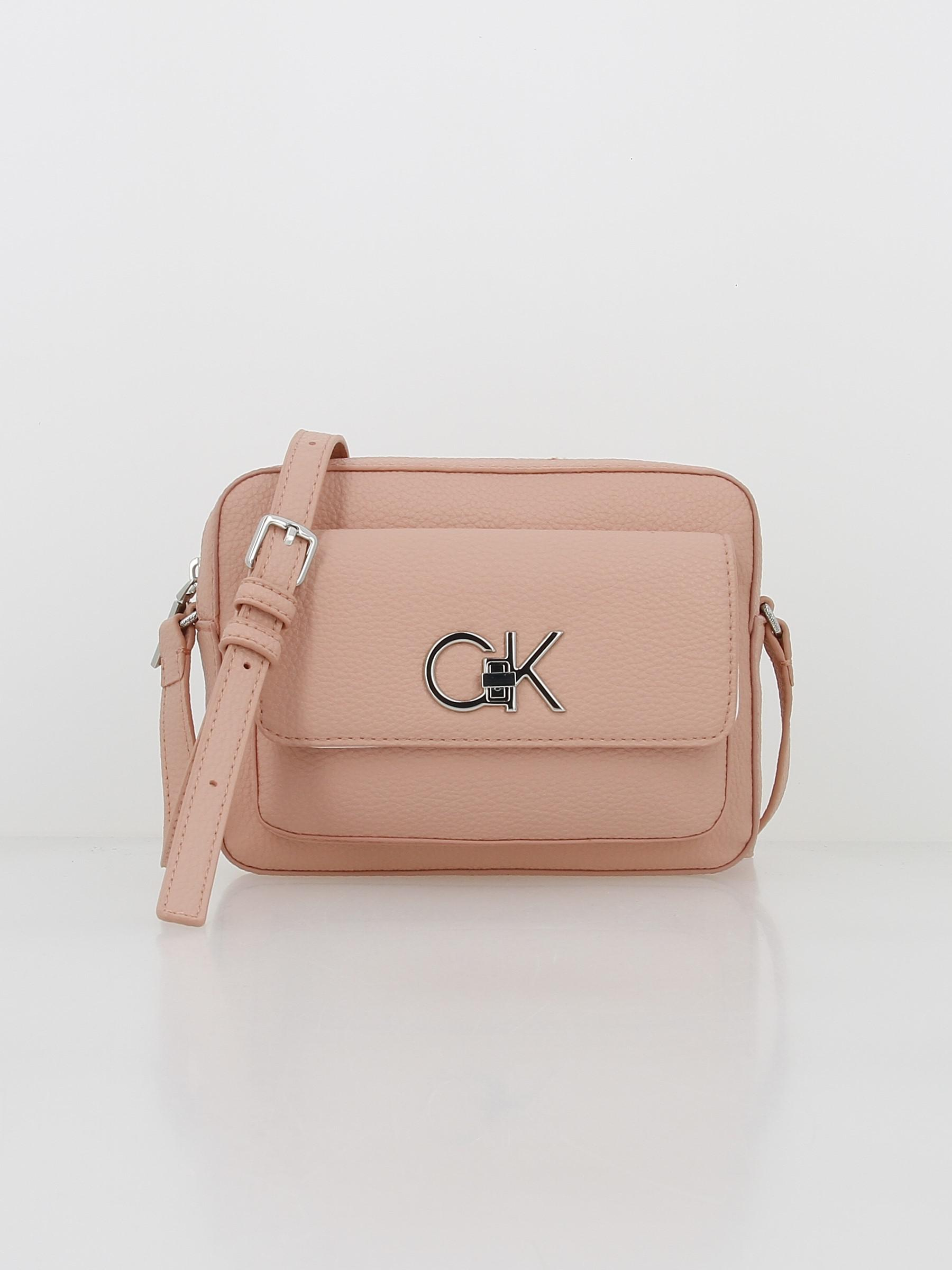 Sac bandoulière re-lock camera rose femme - Calvin Klein