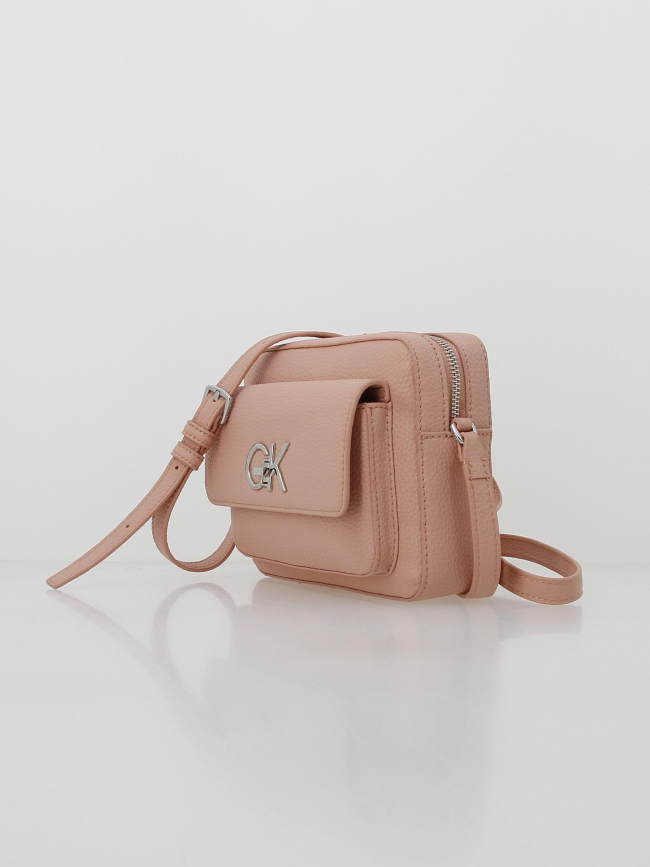 Sac bandoulière re-lock camera rose femme - Calvin Klein