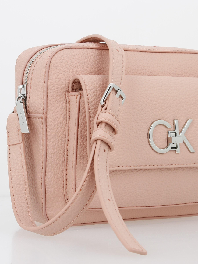 Sac bandoulière re-lock camera rose femme - Calvin Klein