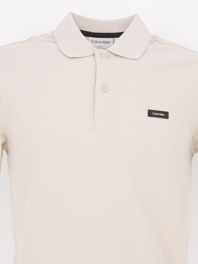 Polo stretch pique slim beige homme - Calvin Klein