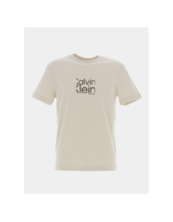 T-shirt matte front logo beige homme - Calvin Klein