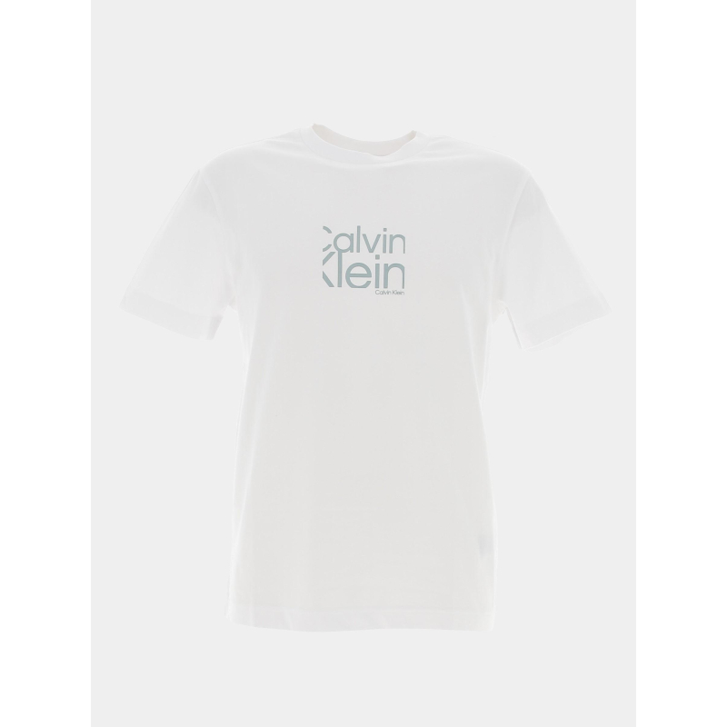 T-shirt matte front logo blanc homme - Calvin Klein