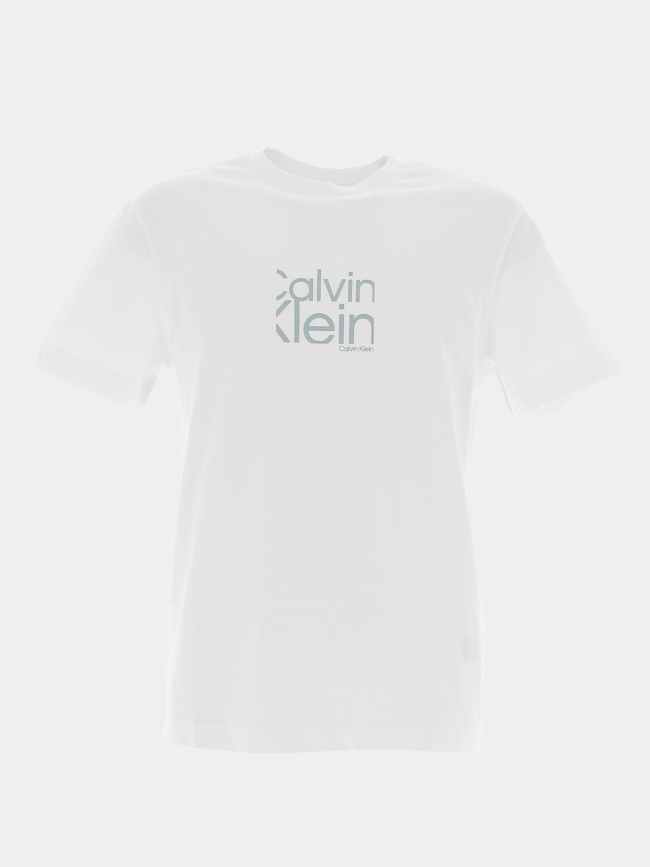 T-shirt matte front logo blanc homme - Calvin Klein