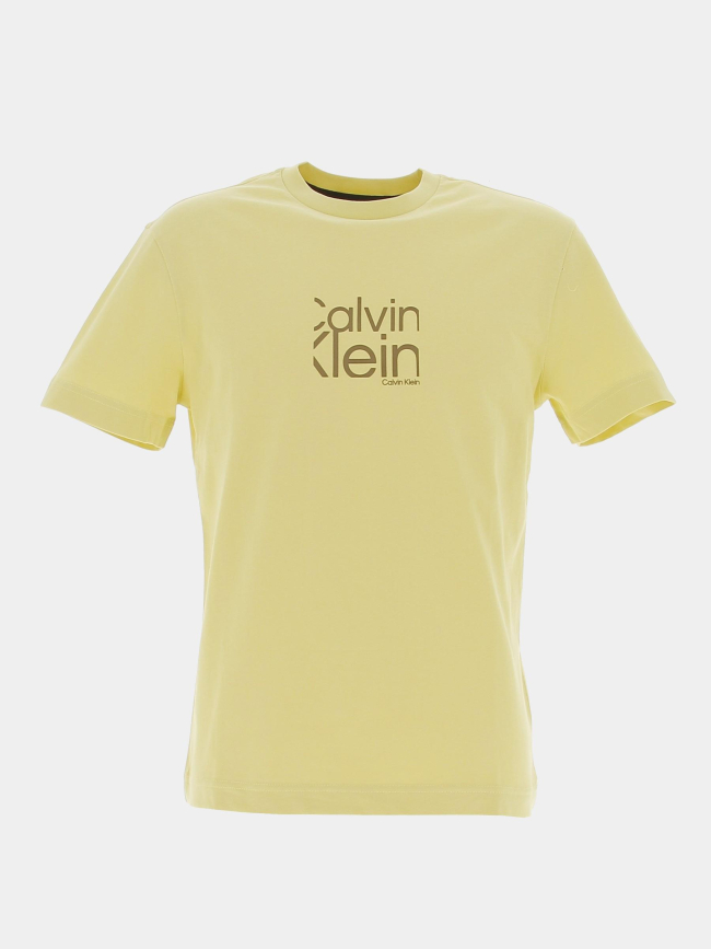 T-shirt matte front logo jaune homme - Calvin Klein