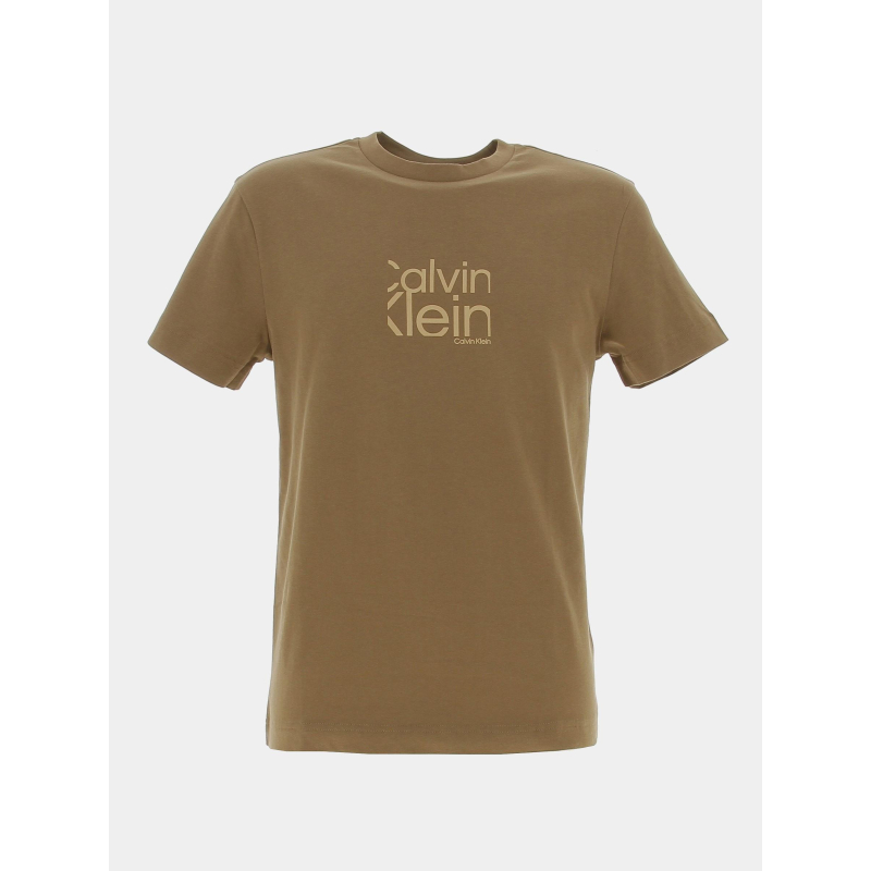 T-shirt matte front logo kaki homme - Calvin Klein