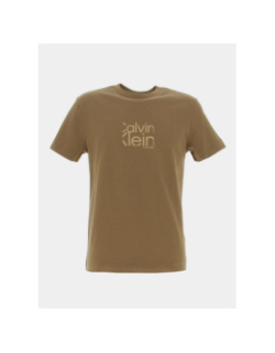 T-shirt matte front logo kaki homme - Calvin Klein