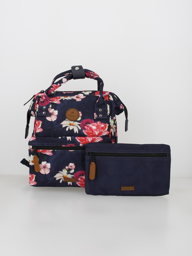 Sac à dos mini adventurer osaka floral bleu marine - Cabaïa