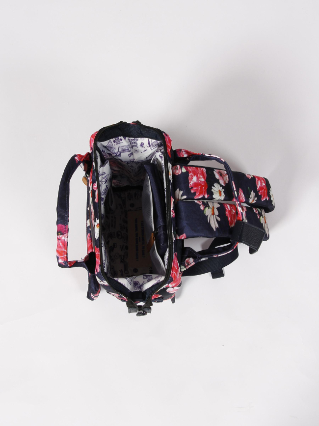 Sac à dos mini adventurer osaka floral bleu marine - Cabaïa