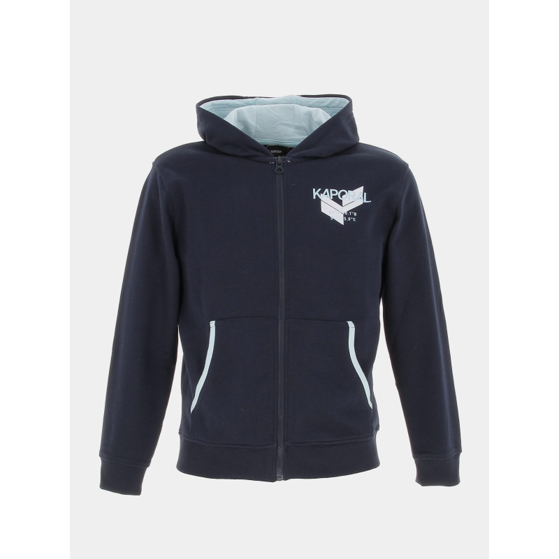 Sweat zippé à capuche piddy bleu marine enfant - Kaporal